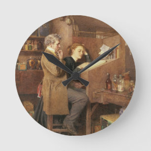 Grocer and wife, 1868 round clock