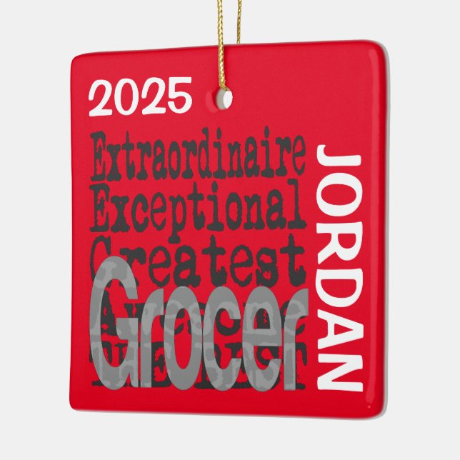 Grocer Extraordinaire CUSTOM Ceramic Ornament (Left)