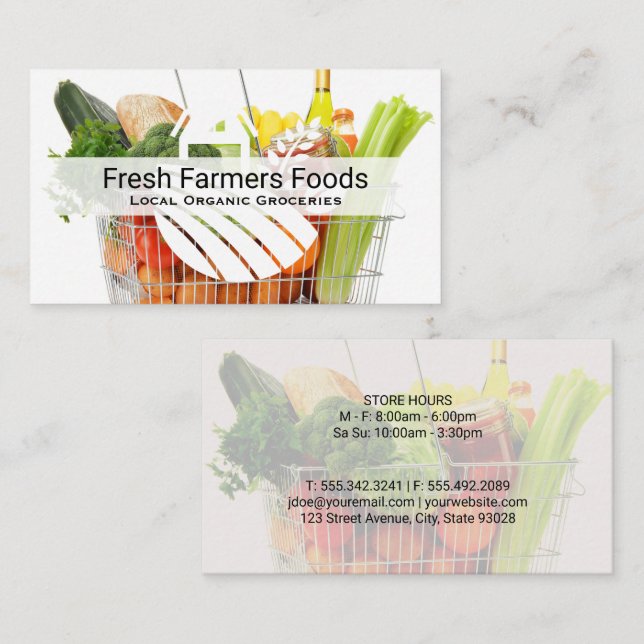 Groceries | Produce in Basket | Food Service Business Card (Front/Back)