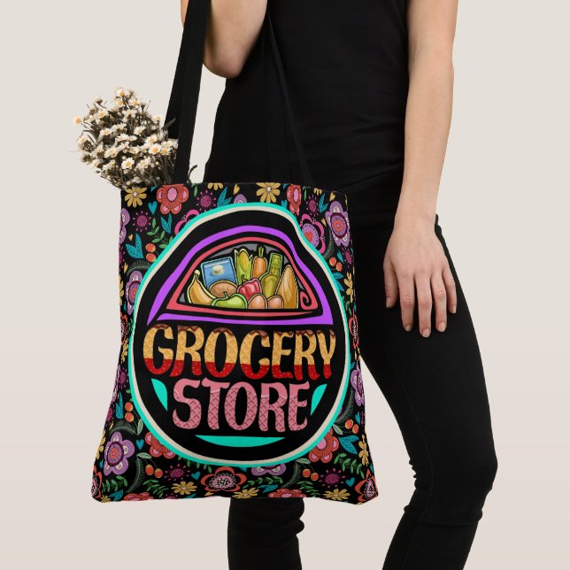 Grocery All Over Print Tote - See Back (Close Up)