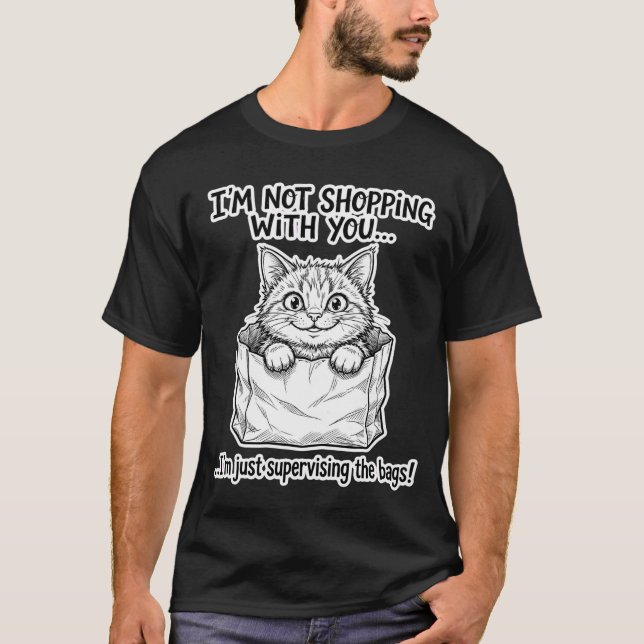 Grocery Bag Supervisor Cat T-Shirt (Front)