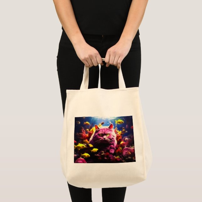  Grocery Bag with Cat Illustration  (Front (Product))