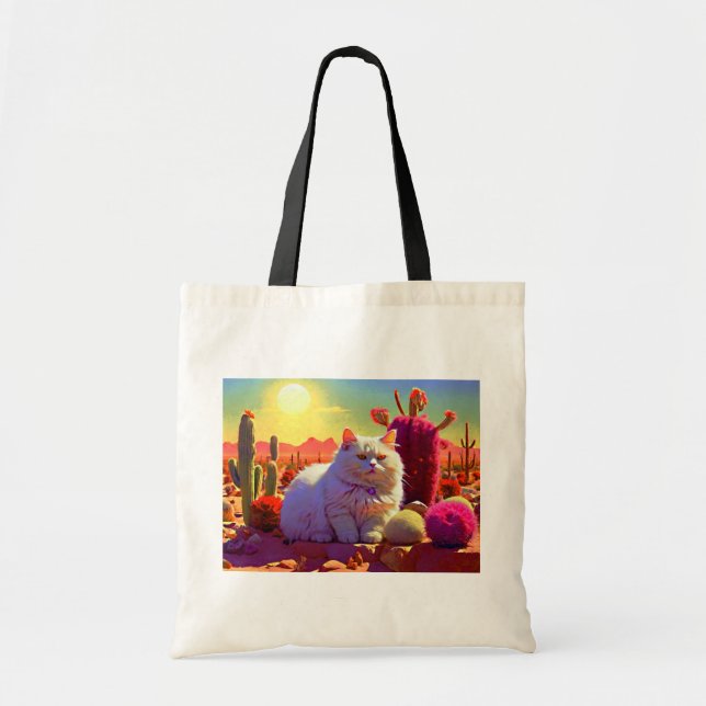 Grocery Bag with Cat Illustration (Front)