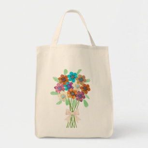 Grocery Bag with Floral Bouquet