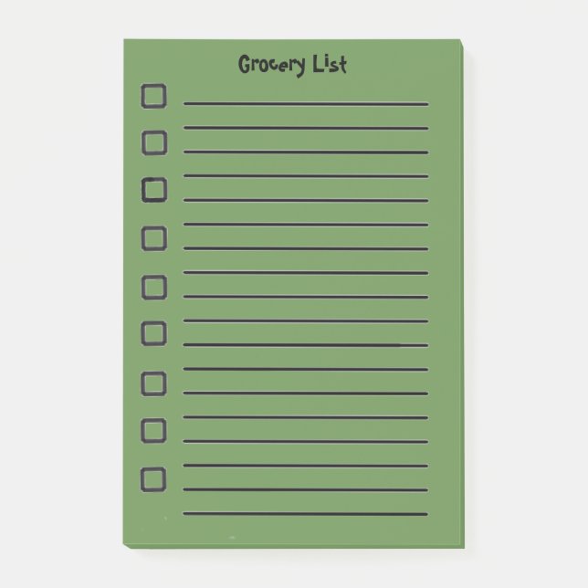 Grocery List Green Sticky Notes 2nd Edition (Front)