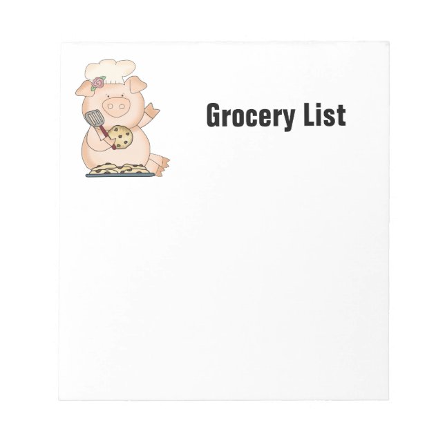 Grocery List Piggy Notepad (Front)
