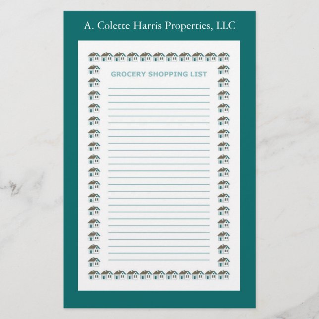 Grocery Note Pad- Design 3 Stationery (Front)