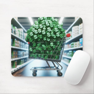 Grocery Shopping Cart In a Store Aisle Mouse Pad