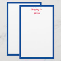 Grocery Shopping List Blue Border Custom Colour