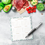 Grocery Shopping List Notepad<br><div class="desc">This Grocery Shopping List Planner Notepad is decorated with a teal blue green leafy foliage eucalyptus border. Elegant script typography denotes sections for each part of the store to make your shopping easier and more organised. These include produce, frozen and refrigerated, staples, sundries, beverages and deli/bakery. Makes a great housewarming...</div>