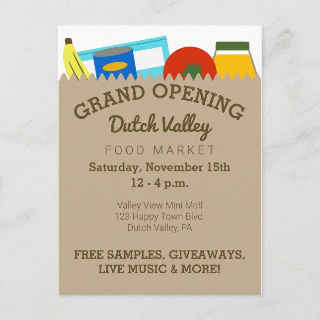 Grocery Store Food Market Grand Opening Postcard (Front)