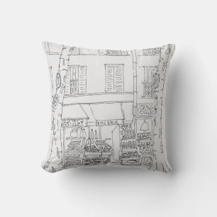 Grocery Store Rue Brea, Paris, France Cushion