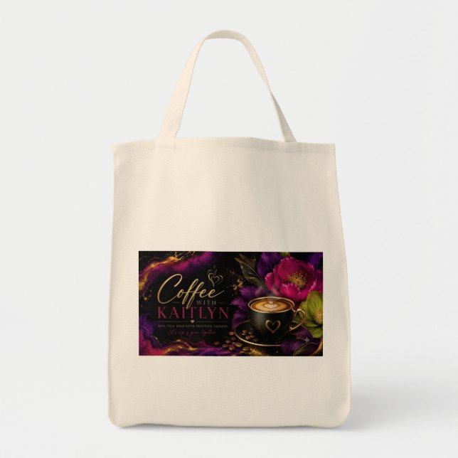 Grocery Tote Bag Coffee With Kaitlyn (Front)