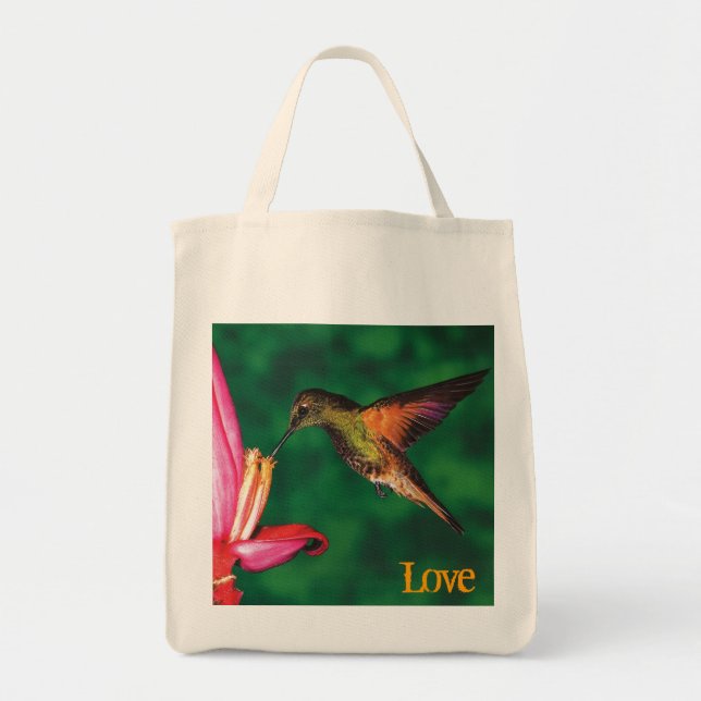 Grocery Tote "Love Hummingbird " (Front)