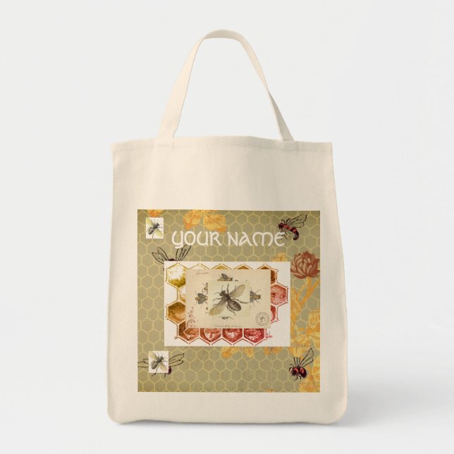 Grocery Tote PERSONALIZED W/ BEES (Front)