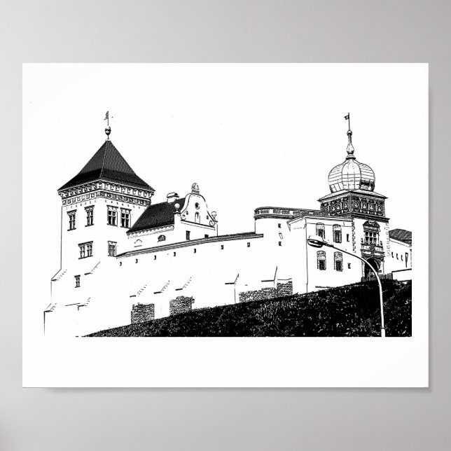 Grodno Belarus Architecture Castle Sketch Poster (Front)