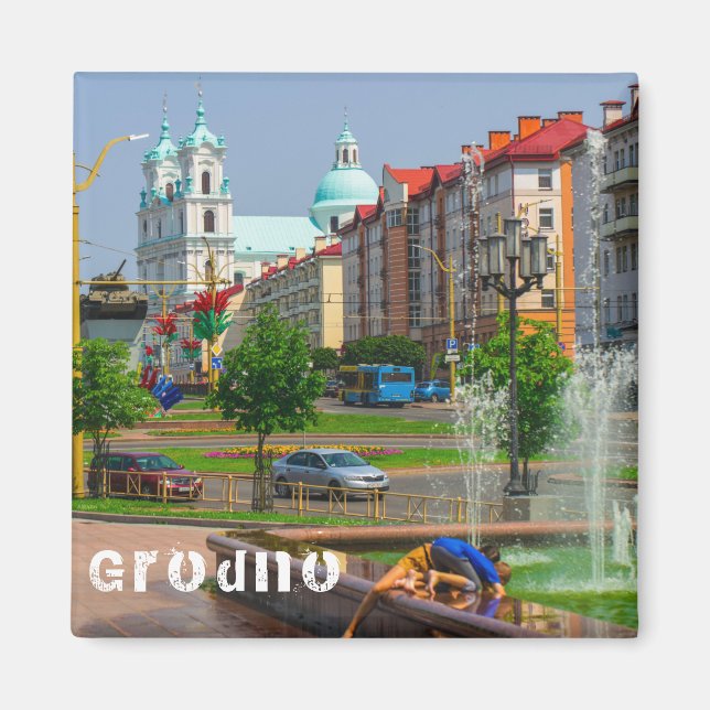 Grodno Belarus Architecture City View People Magnet (Front)