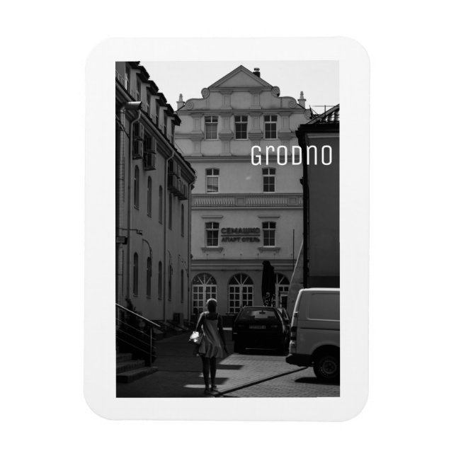 Grodno Belarus Architecture Minimalism Monochrome Magnet (Vertical)