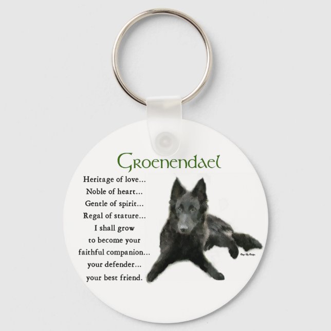 Groenendael Belgian Sheepdog Gifts Key Ring (Front)