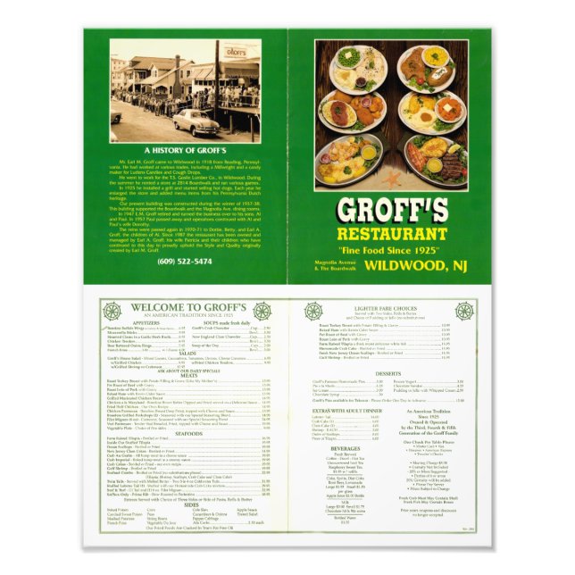 Groff's Menu Poster Art (Front)