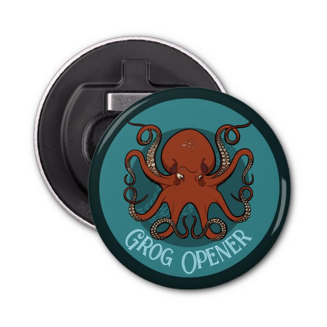 Grog Opener Angry Red Octopus Tentacles Cartoon (Front)