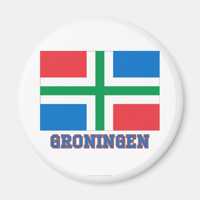 Groningen Flag with name Magnet (Front)