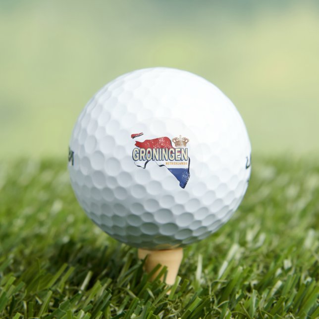Groningen Netherlands Retro Map Dutch Vintage Golf Balls (Insitu Tee)