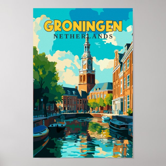 Groningen Netherlands Travel Art Vintage Poster (Front)