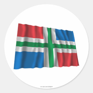 Groningen Waving Flag Classic Round Sticker