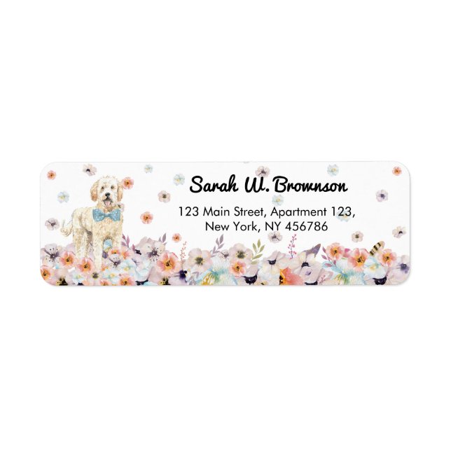 Groodle Goldendoodle Dog with bowtie spring flower (Front)