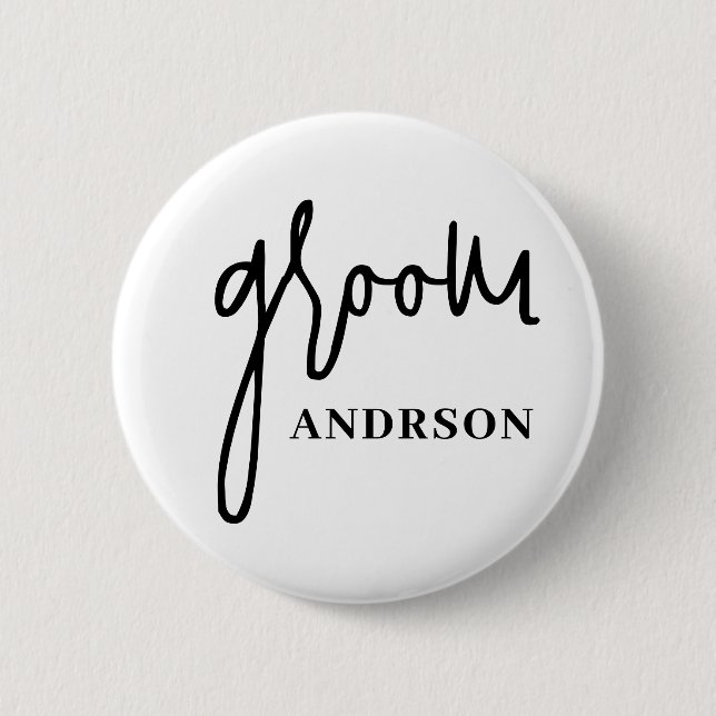 Groom 6 Cm Round Badge (Front)