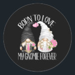 Groom And Bride Gnomes For Wedding Couple Bachelor Classic Round Sticker<br><div class="desc">Groom And Bride Gnomes For Wedding Couple Bachelorette Party</div>