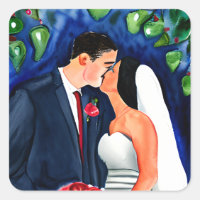 Groom and Bride Just got Married Kiss