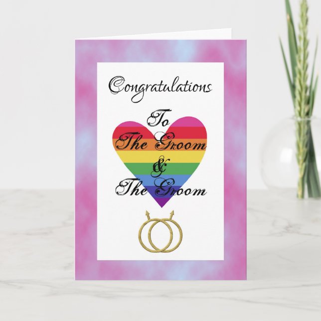 groom and groom gay congratulations card (Front)
