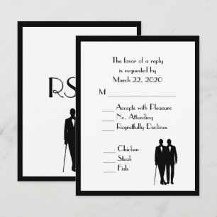 Groom and Groom Menu Wedding RSVP Classic White