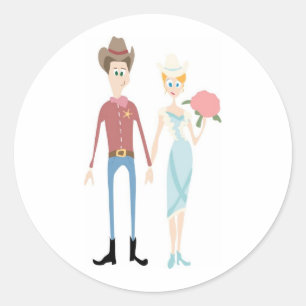 Groom as Sheriff Takes His Country Bride Classic Round Sticker