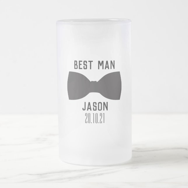 Groom Best Man Wedding Party Gift  Frosted Glass Beer Mug (Center)