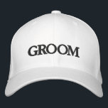 Groom black and  elegant chic wedding embroidered hat<br><div class="desc">Groom black and white elegant chic wedding Embroidered Baseball Cap.
Available in many colours and options</div>