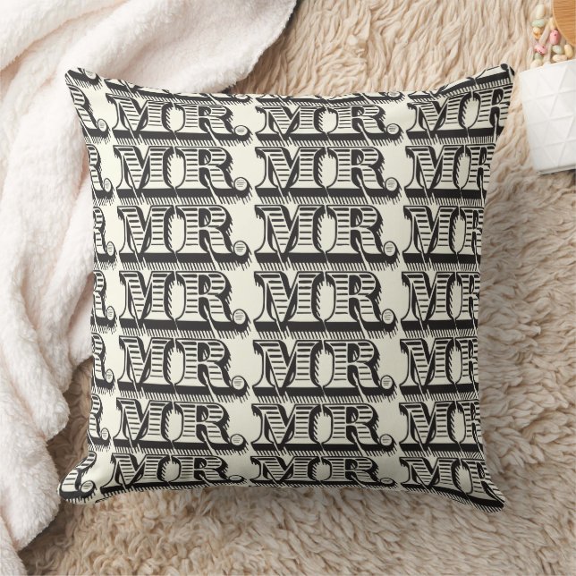 Groom Black and Ivory Mr Typography Pattern Cushion (Blanket)