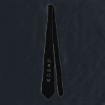 Groom Black Modern Typography For Him Tie<br><div class="desc">Chic groom black tie with white typography.  Let everyone know that you’re the lucky guy.  I think this would look great on that handsome groom.  So stylish.</div>