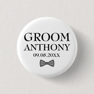 Groom Black Stylish Elegant Gifts Wedding  3 Cm Round Badge