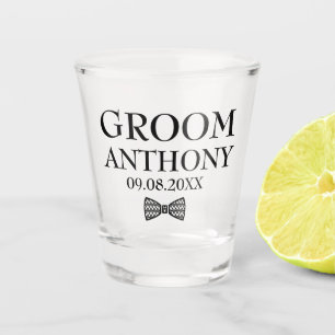 Groom Black Stylish Elegant Gifts Wedding Shot Glass