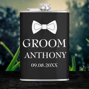 Groom Black Stylish Elegant Modern Gifts Wedding  Hip Flask
