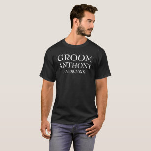 Groom Black Stylish Elegant Modern Script Wedding T-Shirt