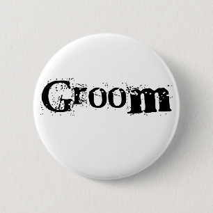 Groom Black Text 6 Cm Round Badge
