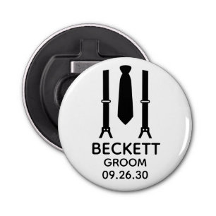 Groom Black Tie Bottle Opener