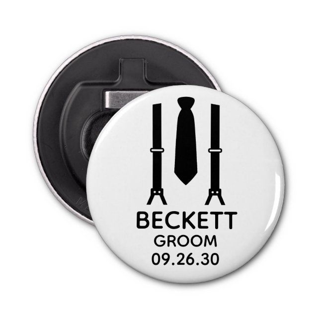 Groom Black Tie Bottle Opener (Front)