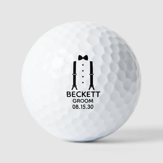 Groom Black Tie Golf Balls (Front)