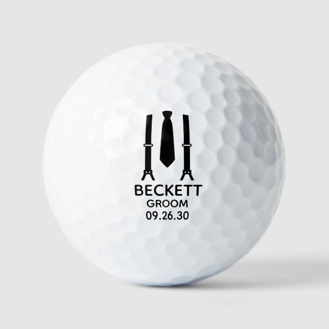 Groom Black Tie Golf Balls (Front)