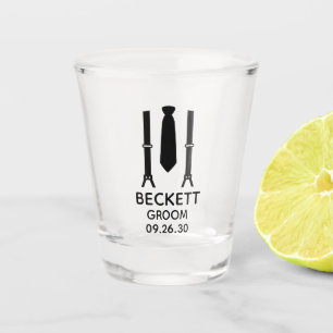 Groom Black Tie Shot Glass